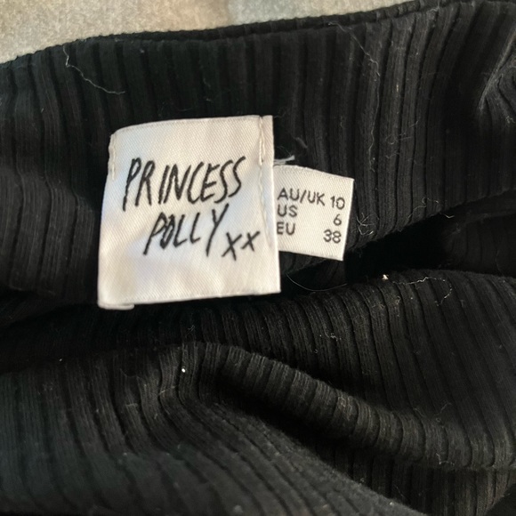 EUC Princess Polly Spaghetti Strap Ribbed Black Mini Dress - Picture 3 of 7